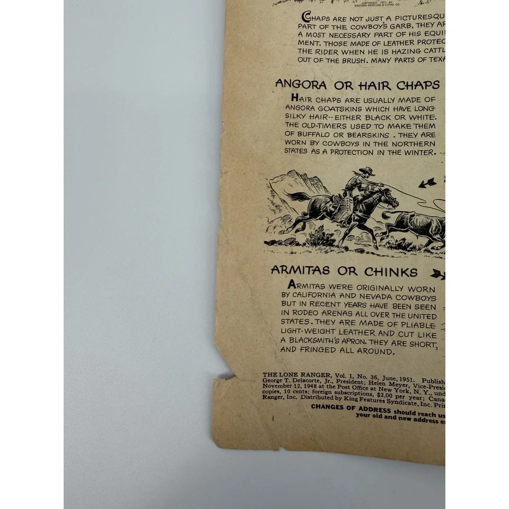 Dell Comics The Lone Ranger #36 1951 Golden Age Vintage Comic Lone Ranger 10¢